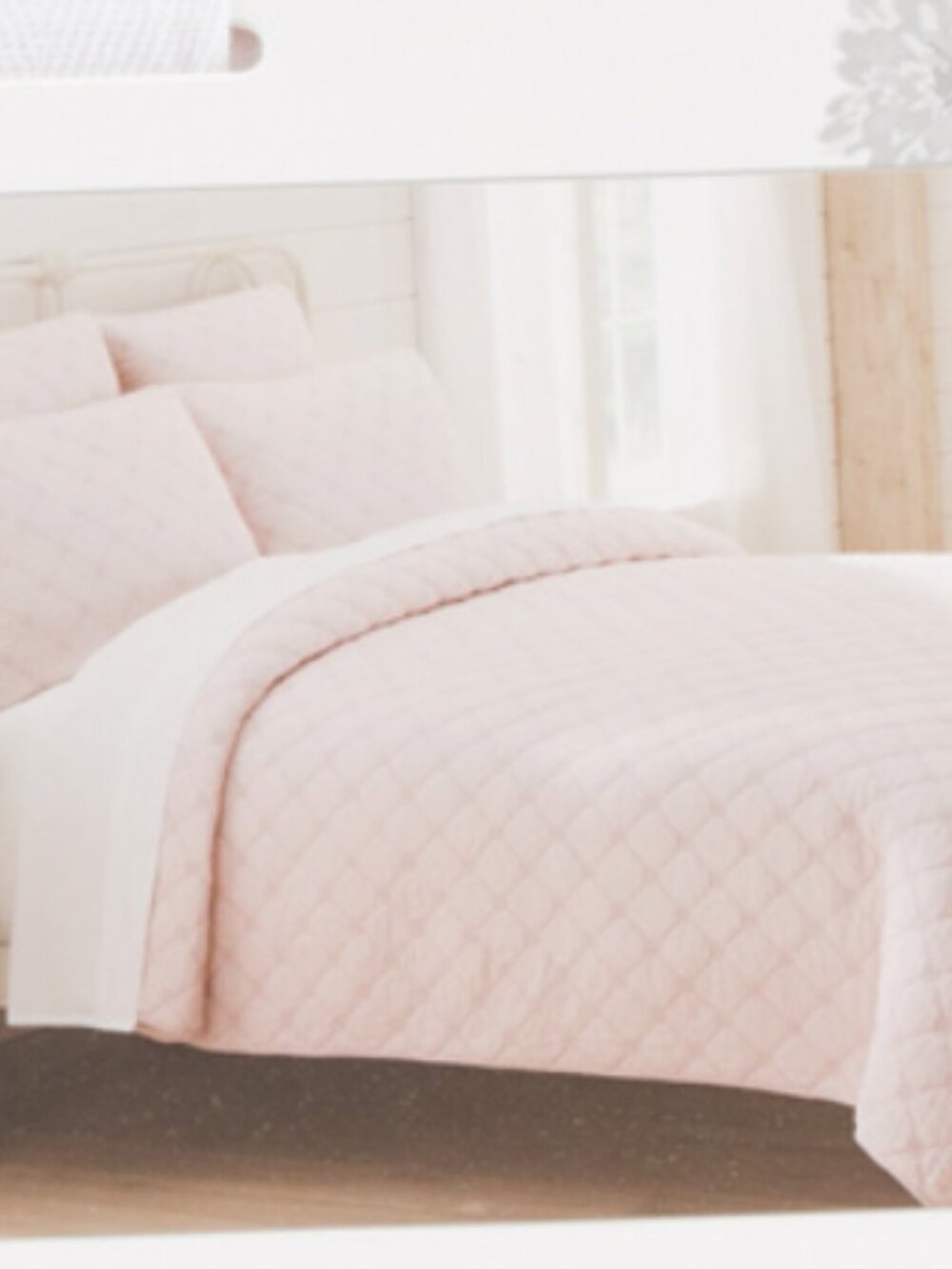 SHABBY CHIC Cotton Daisy Embroidered Quilt Set - Picture 3 of 3